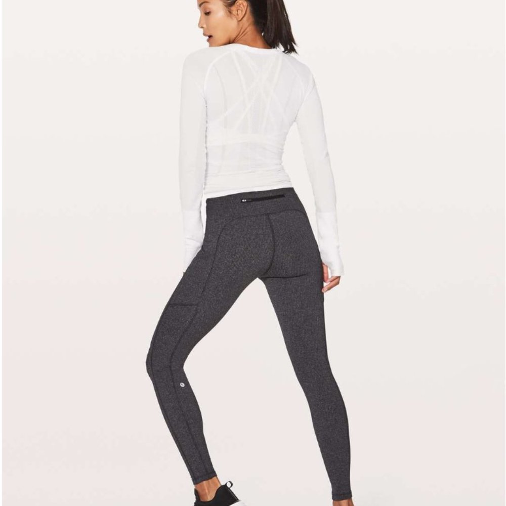 Lululemon Speed Up Tight Legging 28" Power Luxtreme Knit Heathered Black Size 10 - Picture 2 of 3